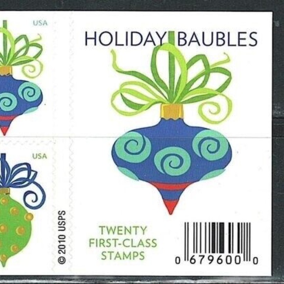 Mint US Holiday Baubles Booklet Pane of 20 Forever Stamps #116782213034 - Picture 2 of 4